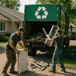 E‑waste and demolition waste are mixed at a waste recycling site in Dallas, TX
