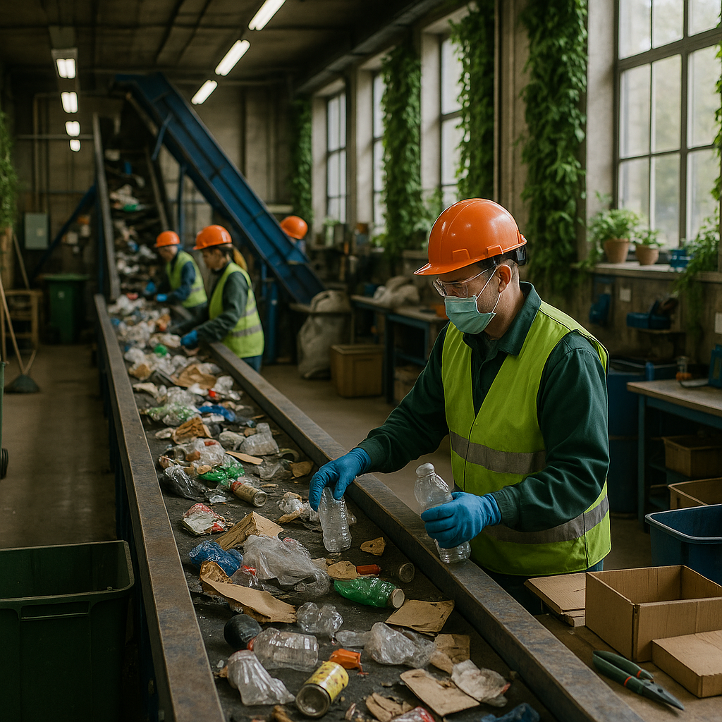 Waste Recycling and Green Earth Logo