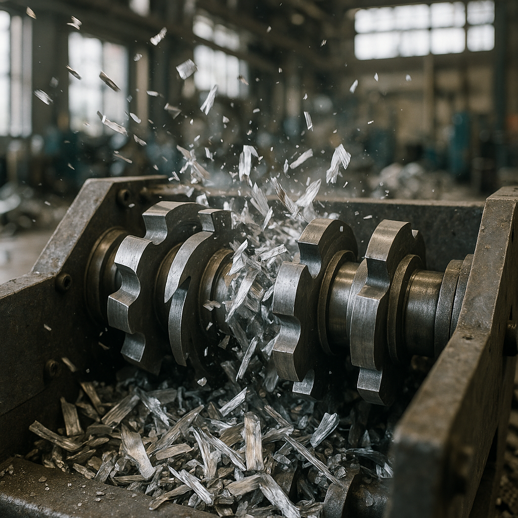 E‑waste and demolition waste are mixed at a waste recycling site in Dallas, TX