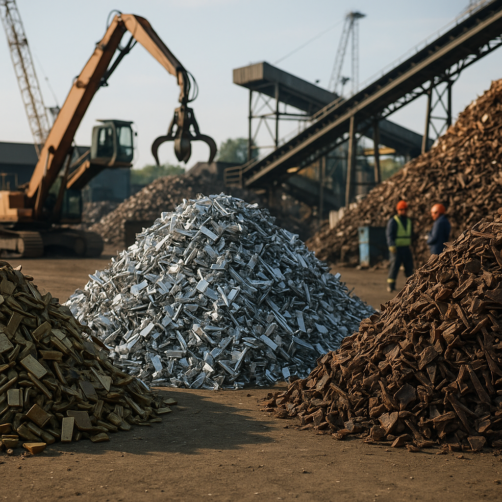 E‑waste and demolition waste are mixed at a waste recycling site in Dallas, TX