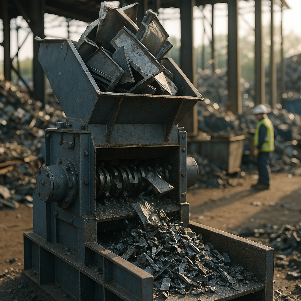 E‑waste and demolition waste are mixed at a waste recycling site in Dallas, TX
