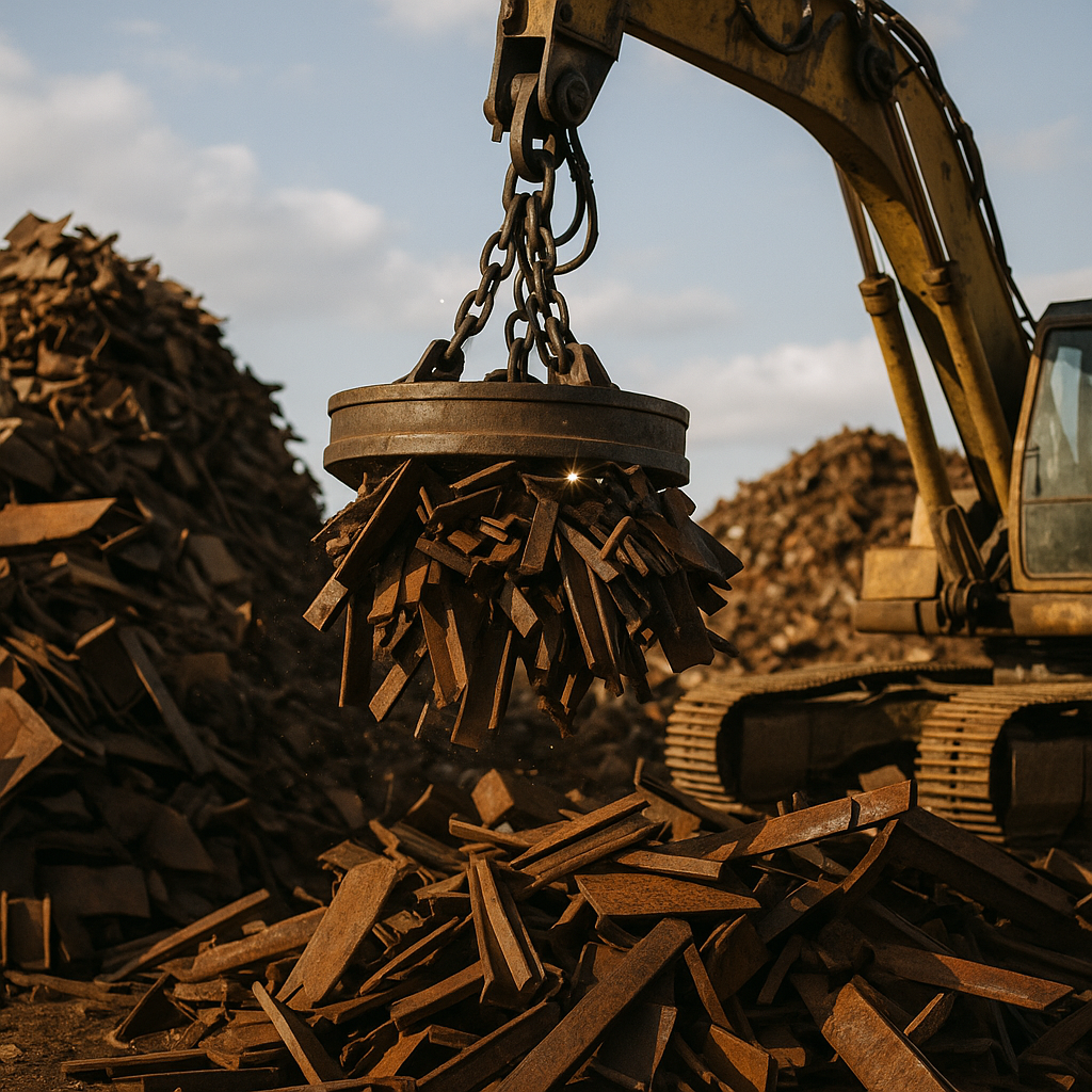 E‑waste and demolition waste are mixed at a waste recycling site in Dallas, TX