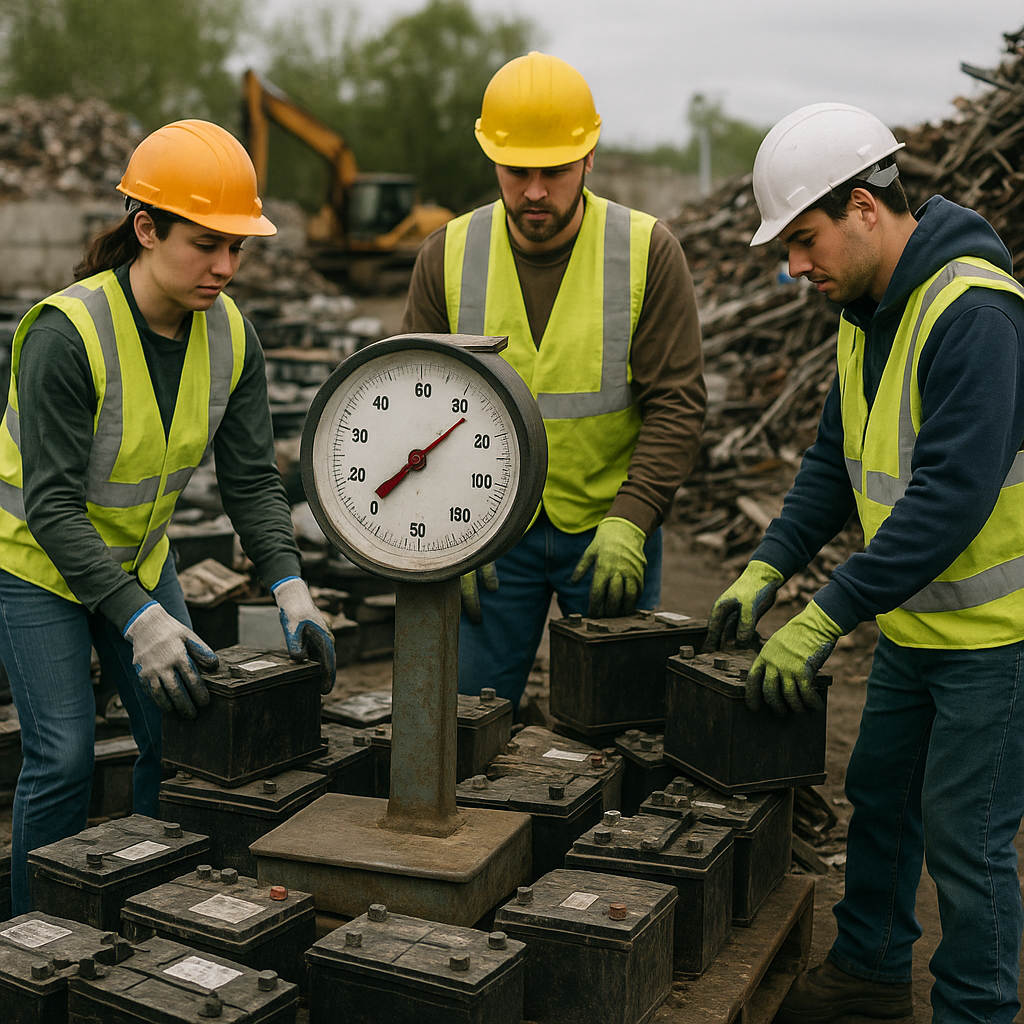 E‑waste and demolition waste are mixed at a waste recycling site in Dallas, TX