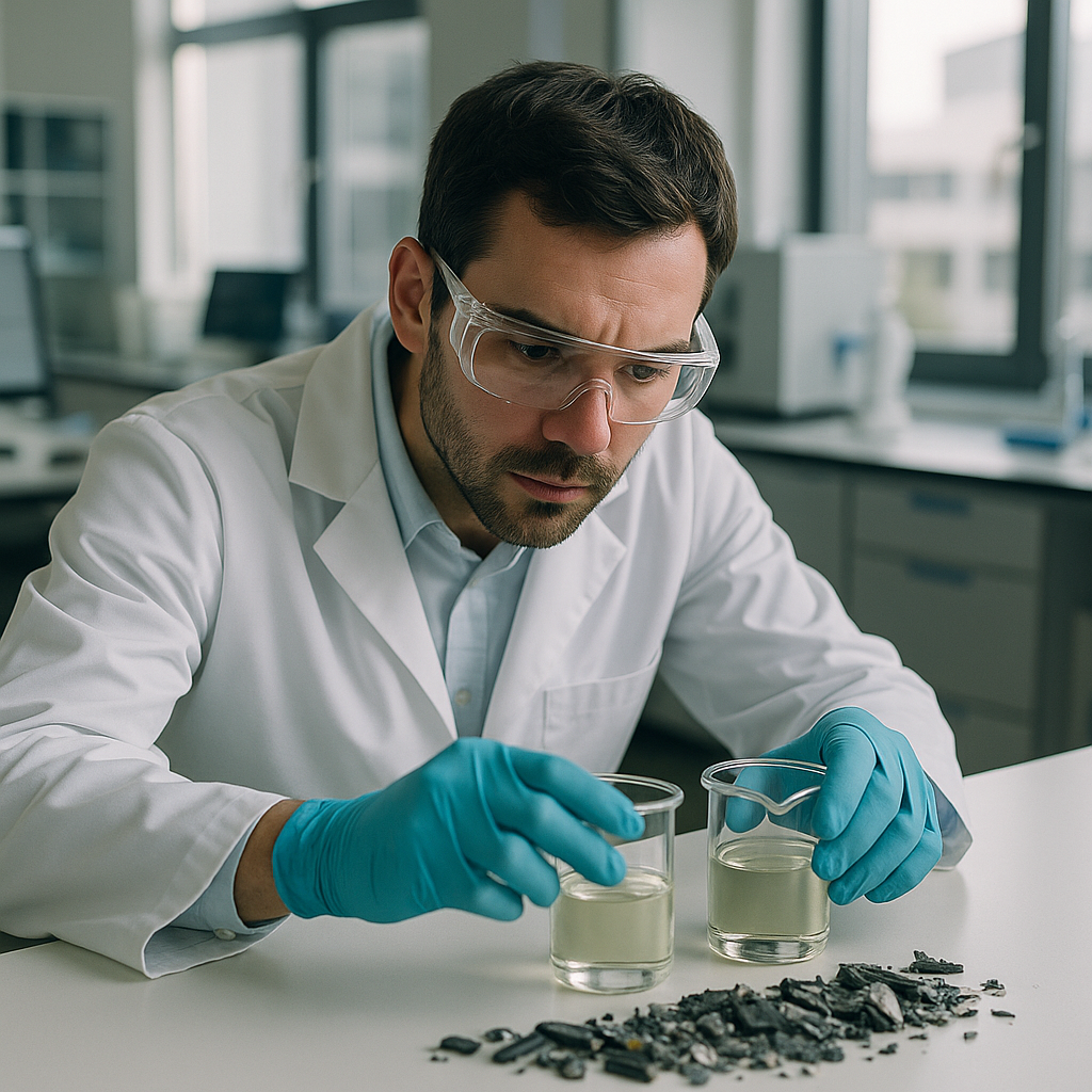 E‑waste and demolition waste are mixed at a waste recycling site in Dallas, TX