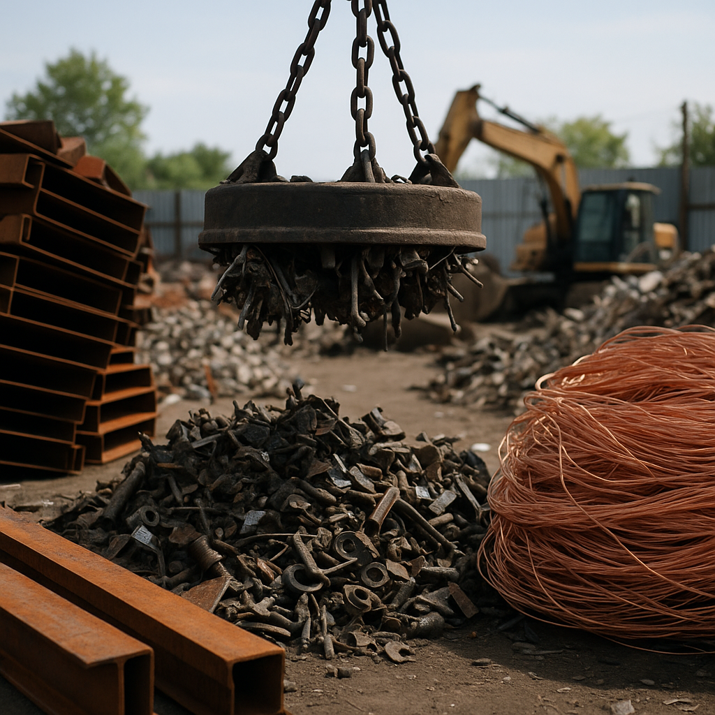 E‑waste and demolition waste are mixed at a waste recycling site in Dallas, TX