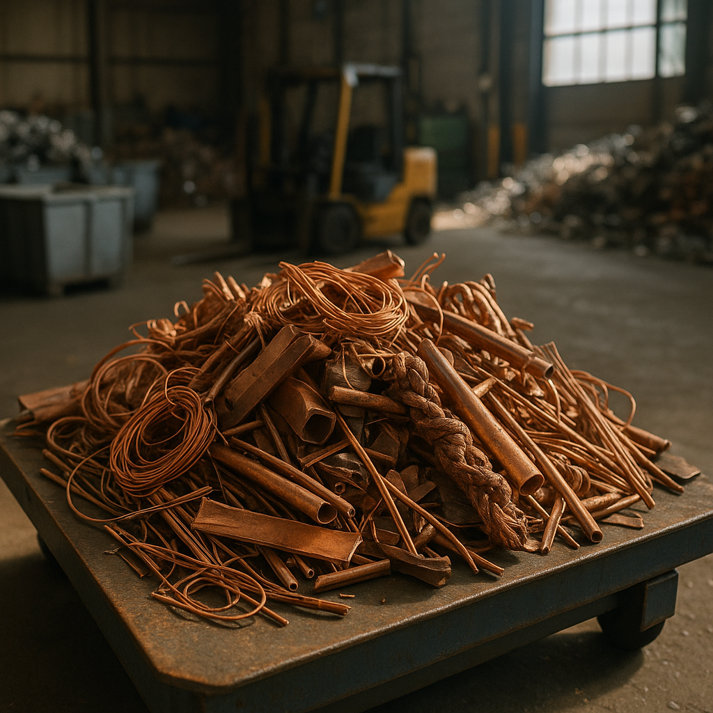 E‑waste and demolition waste are mixed at a waste recycling site in Dallas, TX