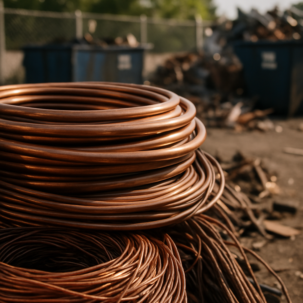 E‑waste and demolition waste are mixed at a waste recycling site in Dallas, TX