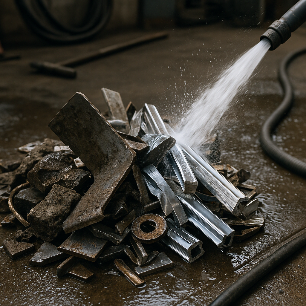 E‑waste and demolition waste are mixed at a waste recycling site in Dallas, TX