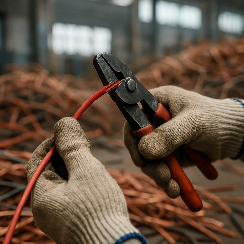 E‑waste and demolition waste are mixed at a waste recycling site in Dallas, TX