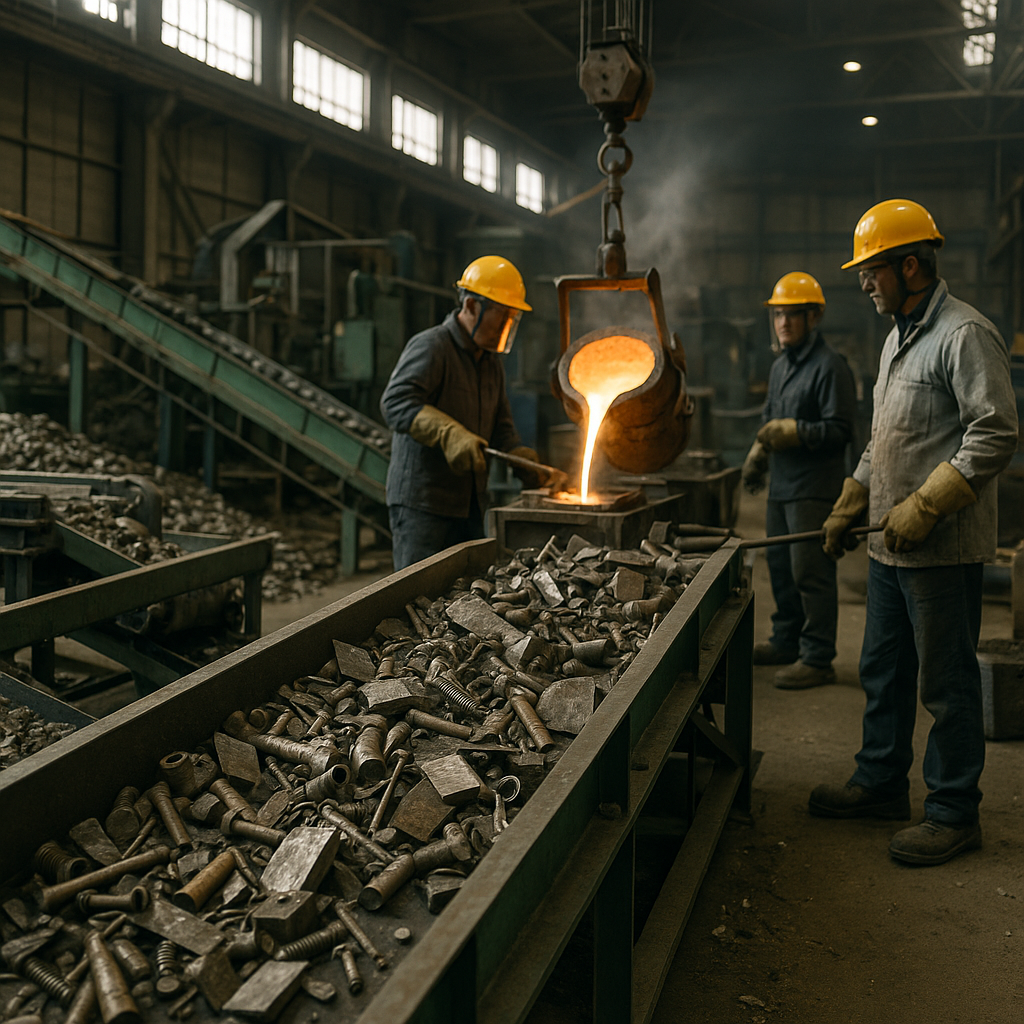 E‑waste and demolition waste are mixed at a waste recycling site in Dallas, TX