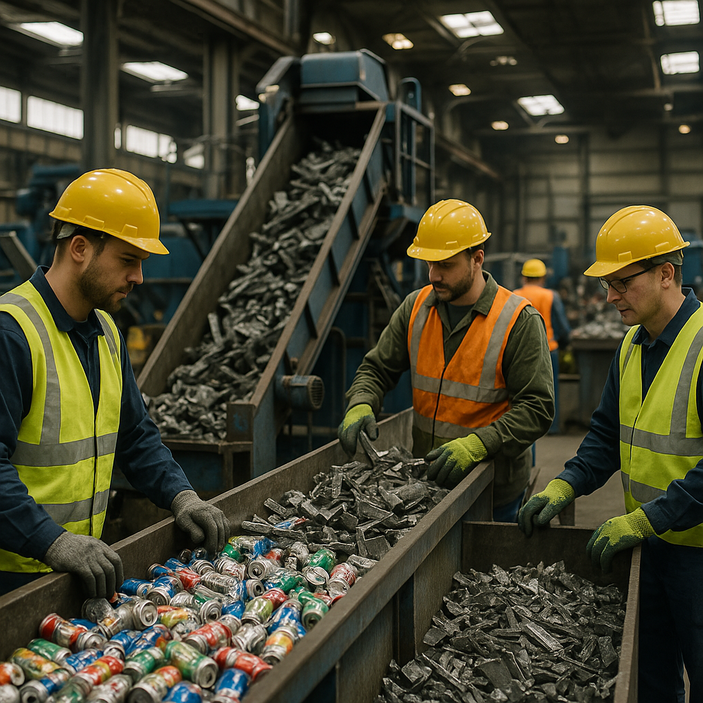 E‑waste and demolition waste are mixed at a waste recycling site in Dallas, TX
