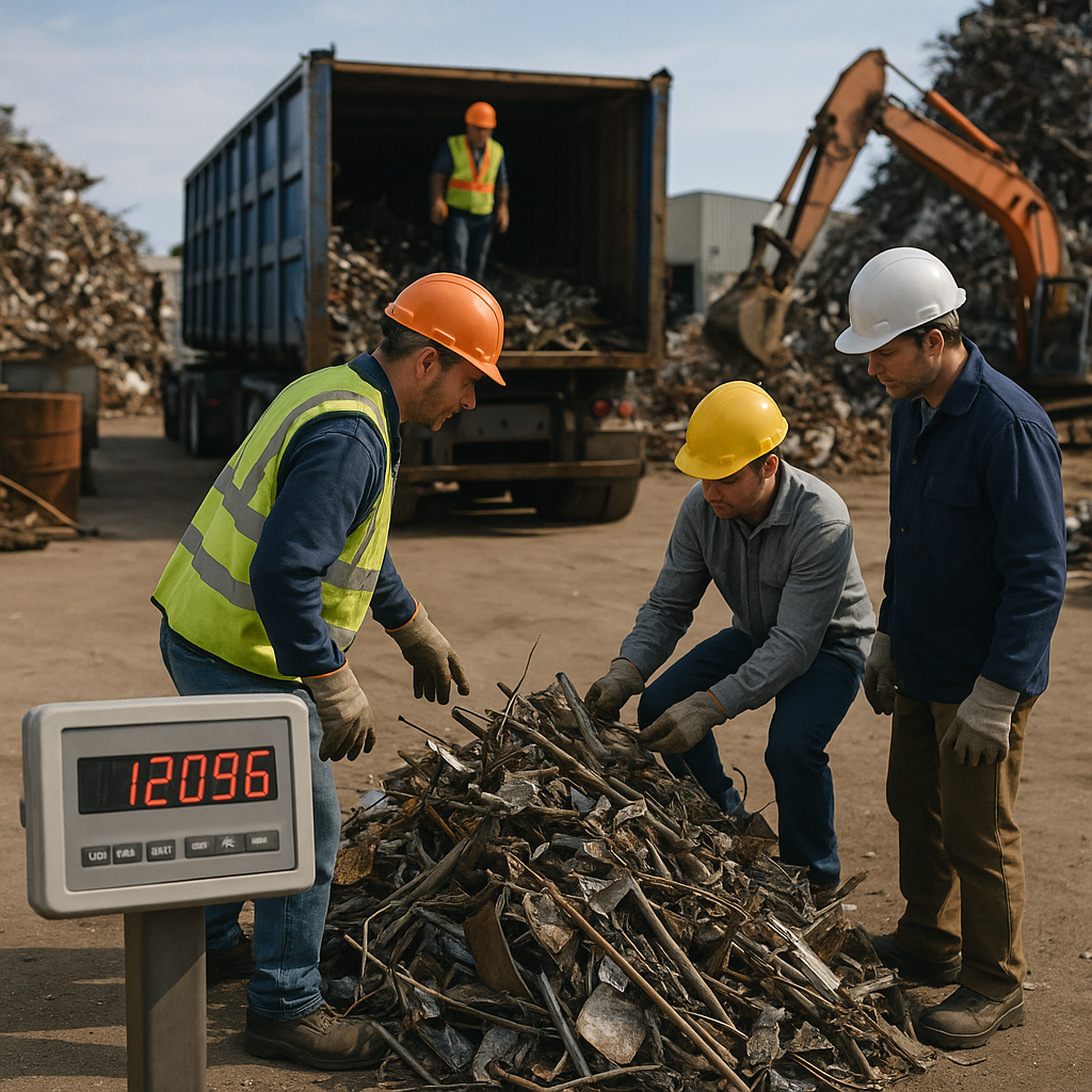 E‑waste and demolition waste are mixed at a waste recycling site in Dallas, TX
