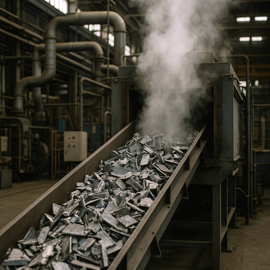 E‑waste and demolition waste are mixed at a waste recycling site in Dallas, TX