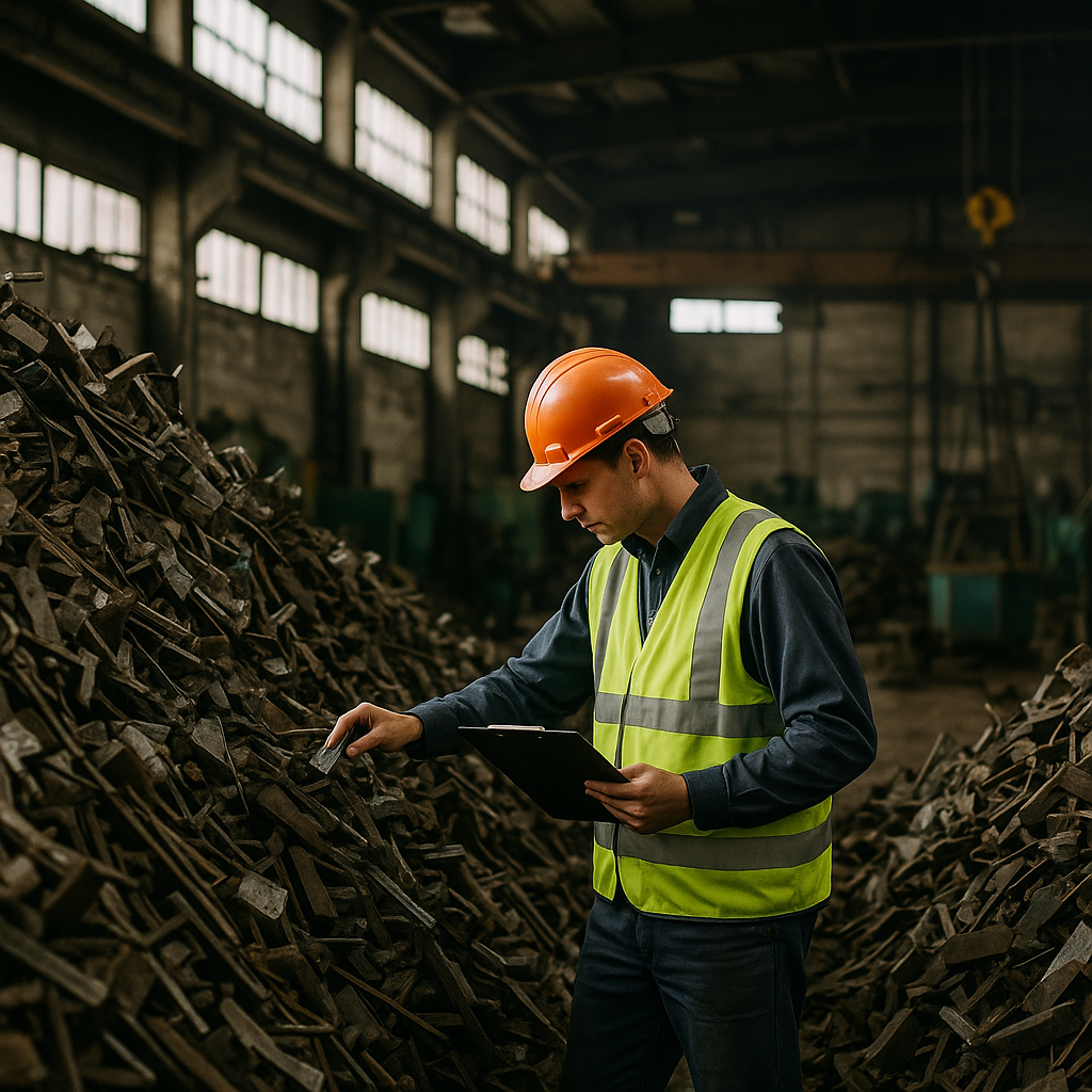 E‑waste and demolition waste are mixed at a waste recycling site in Dallas, TX