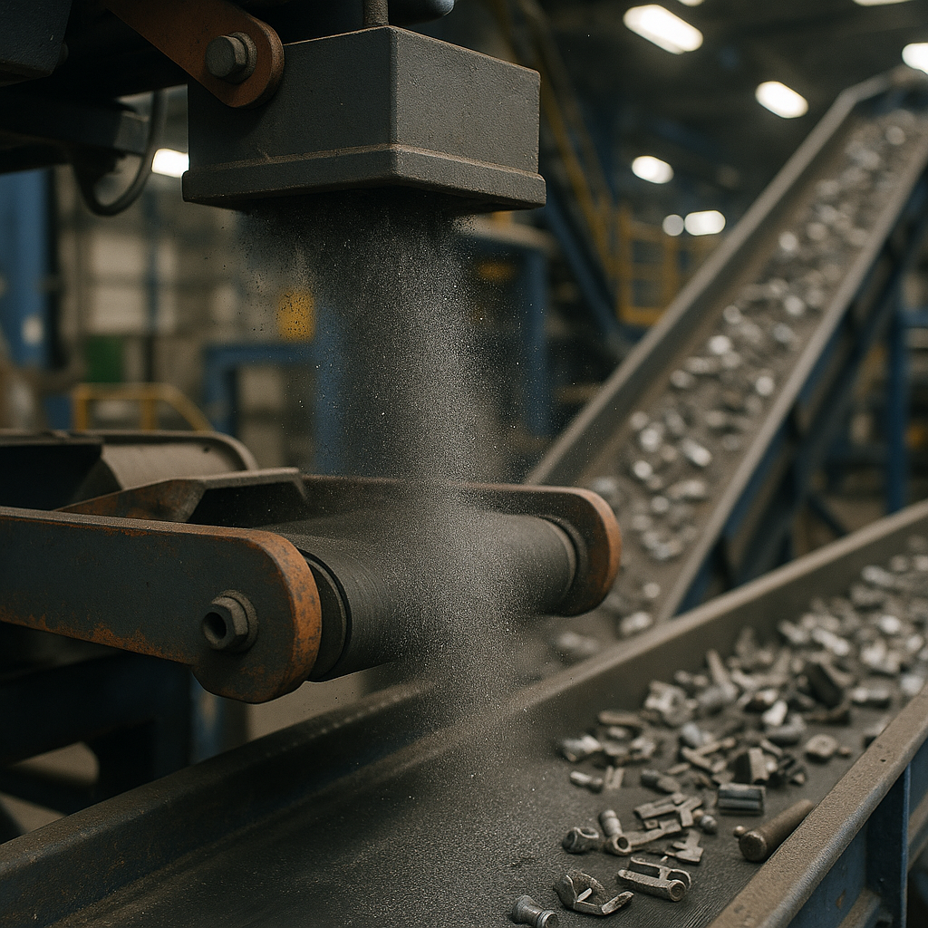 E‑waste and demolition waste are mixed at a waste recycling site in Dallas, TX