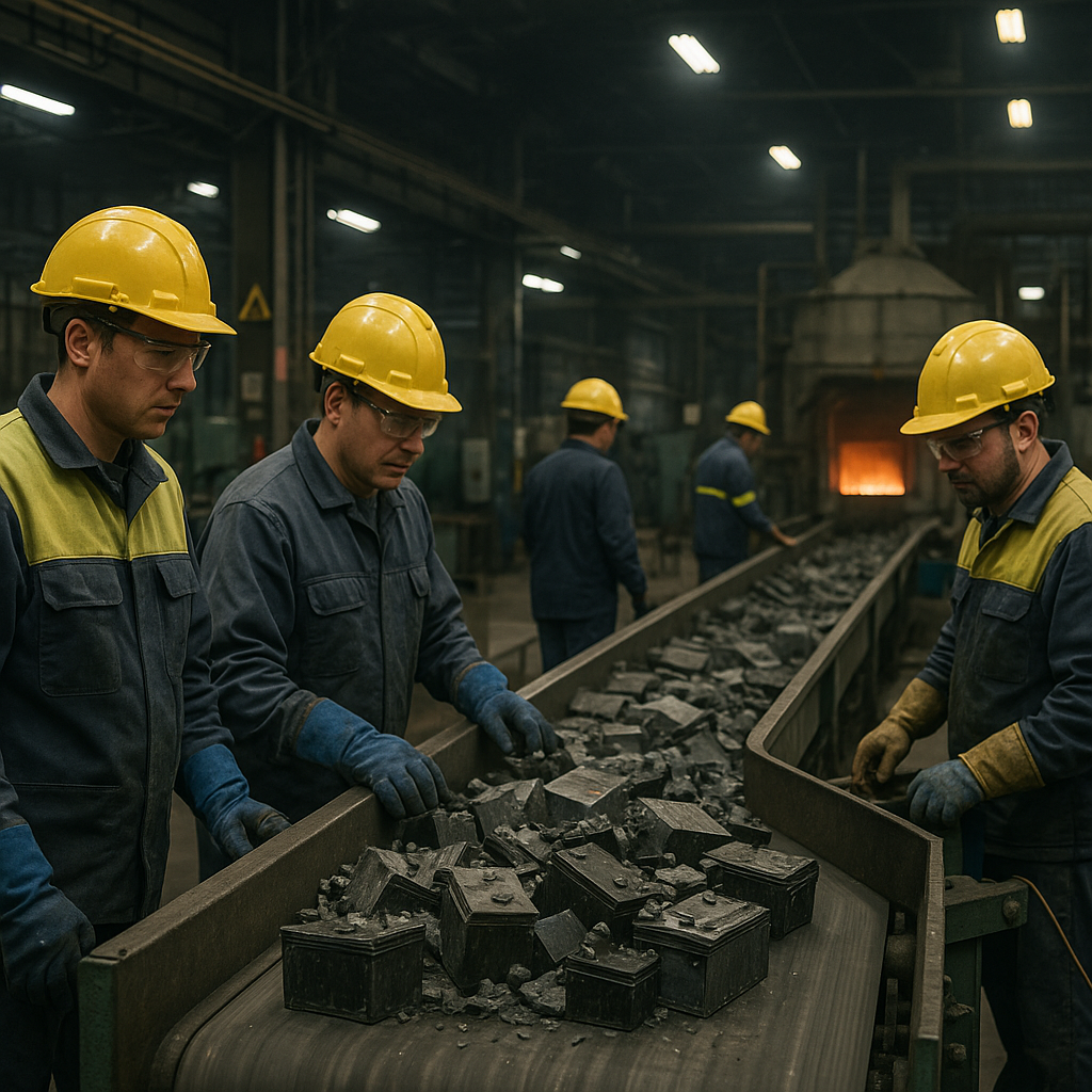 E‑waste and demolition waste are mixed at a waste recycling site in Dallas, TX