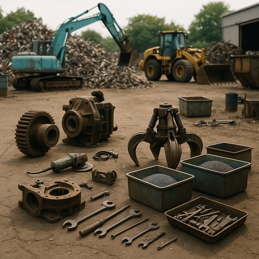 E‑waste and demolition waste are mixed at a waste recycling site in Dallas, TX