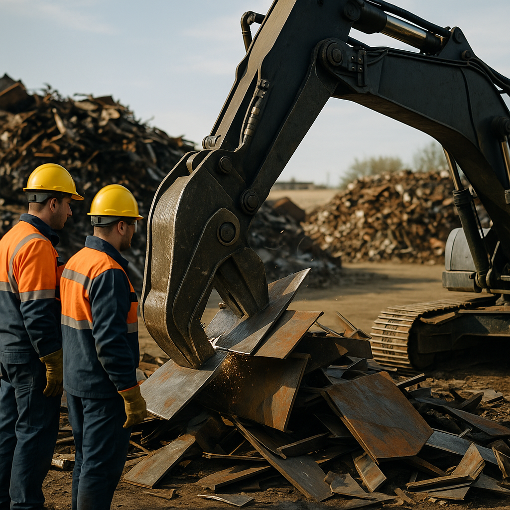 E‑waste and demolition waste are mixed at a waste recycling site in Dallas, TX