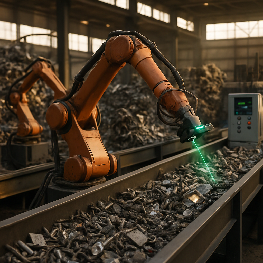 E‑waste and demolition waste are mixed at a waste recycling site in Dallas, TX
