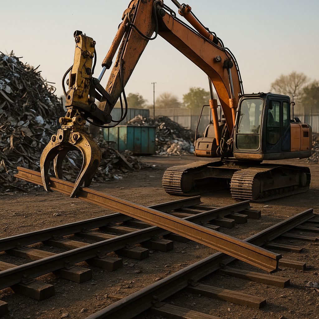 E‑waste and demolition waste are mixed at a waste recycling site in Dallas, TX