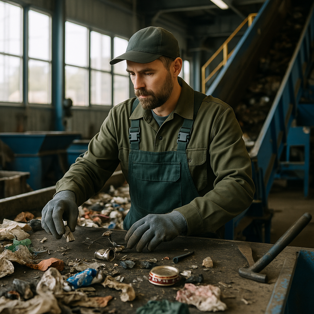 E‑waste and demolition waste are mixed at a waste recycling site in Dallas, TX
