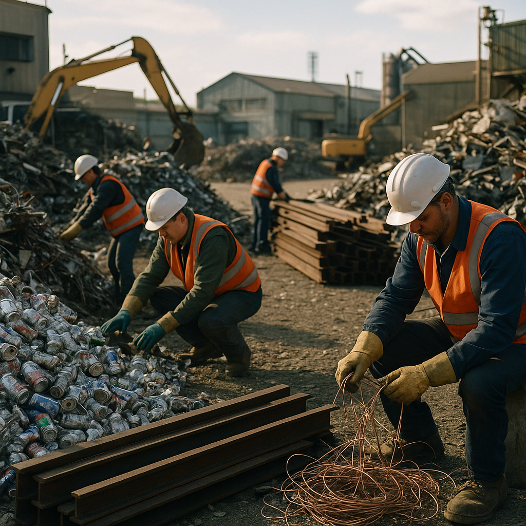 E‑waste and demolition waste are mixed at a waste recycling site in Dallas, TX
