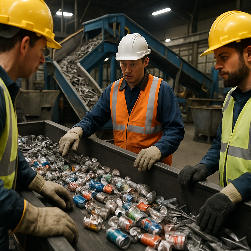 E‑waste and demolition waste are mixed at a waste recycling site in Dallas, TX