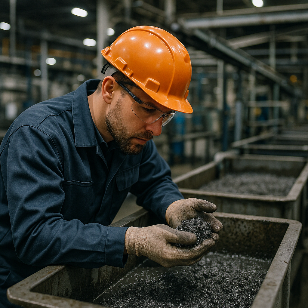 E‑waste and demolition waste are mixed at a waste recycling site in Dallas, TX