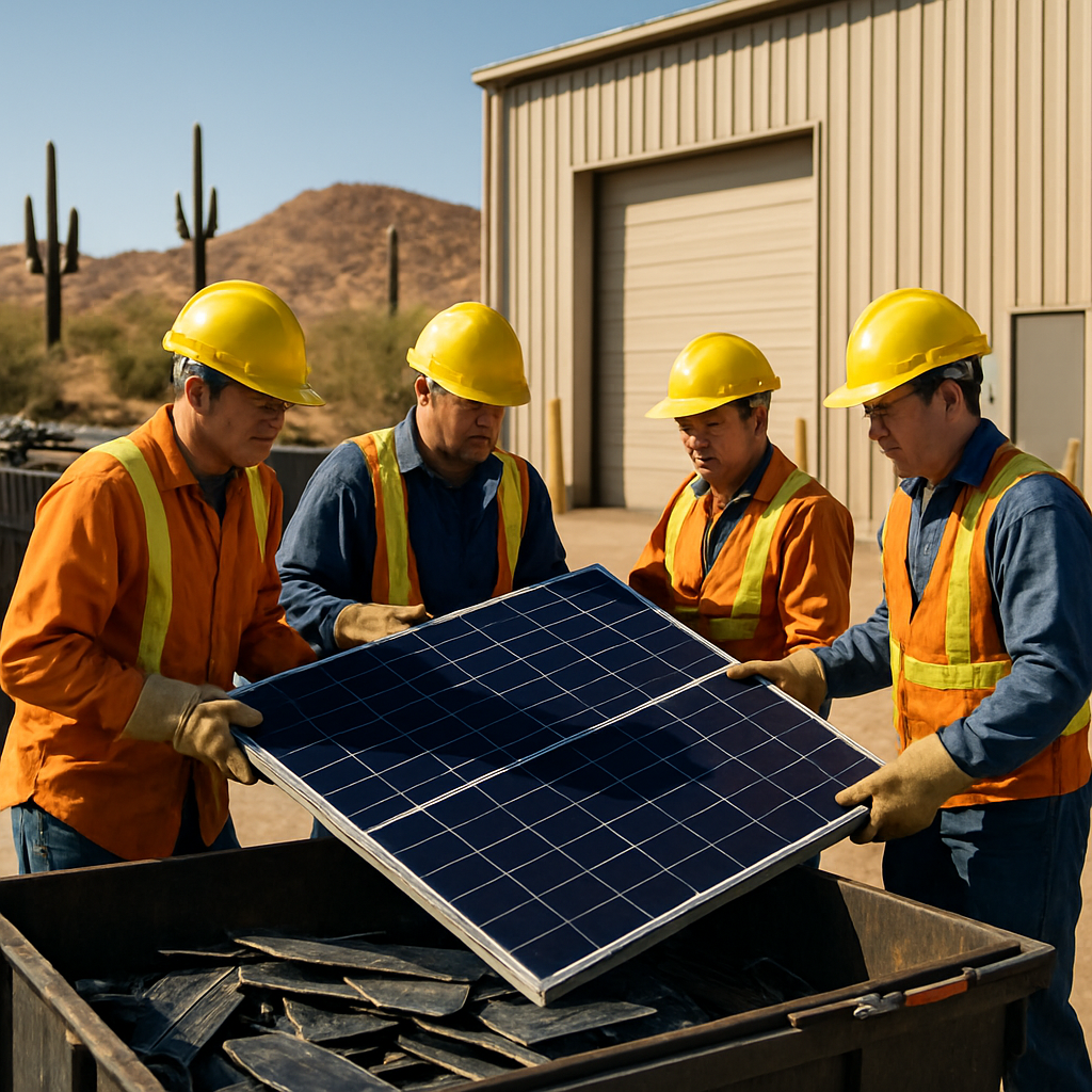 E‑waste and demolition waste are mixed at a waste recycling site in Dallas, TX