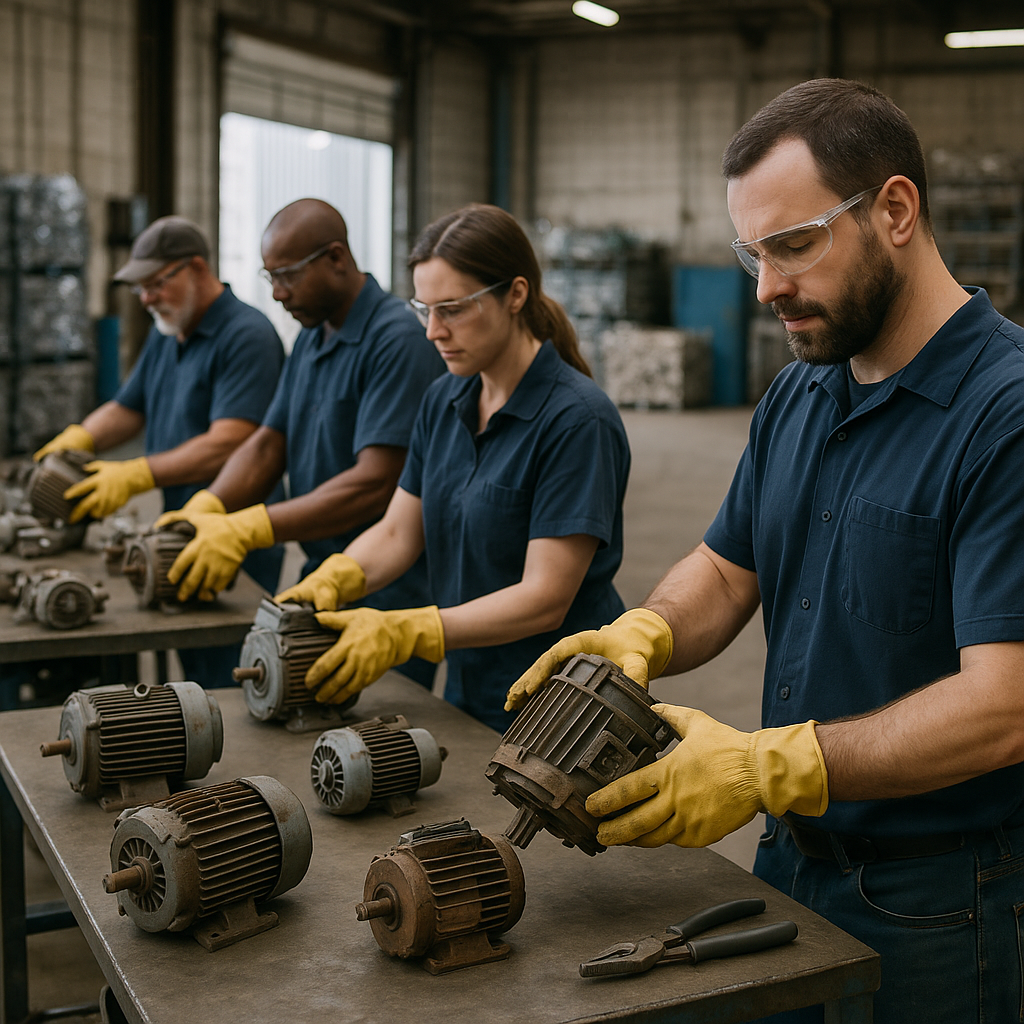 E‑waste and demolition waste are mixed at a waste recycling site in Dallas, TX