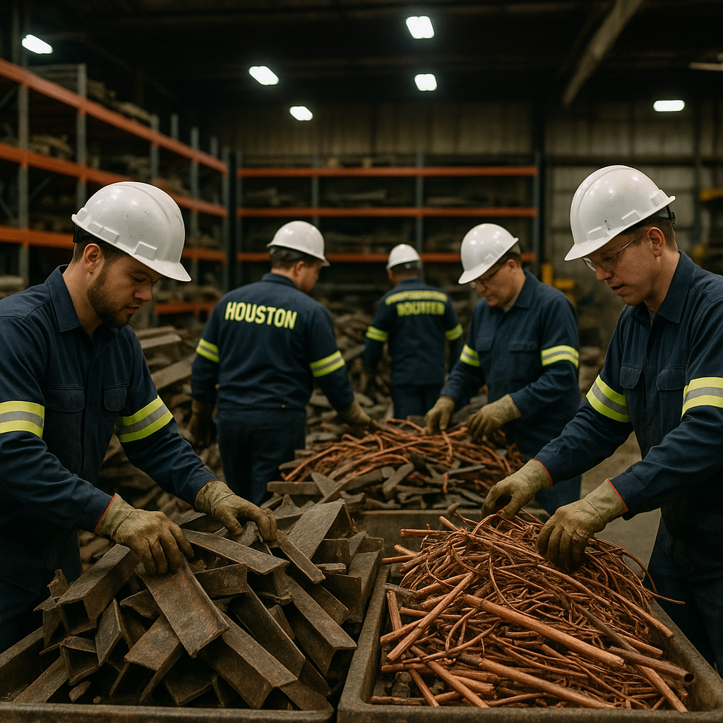 E‑waste and demolition waste are mixed at a waste recycling site in Dallas, TX