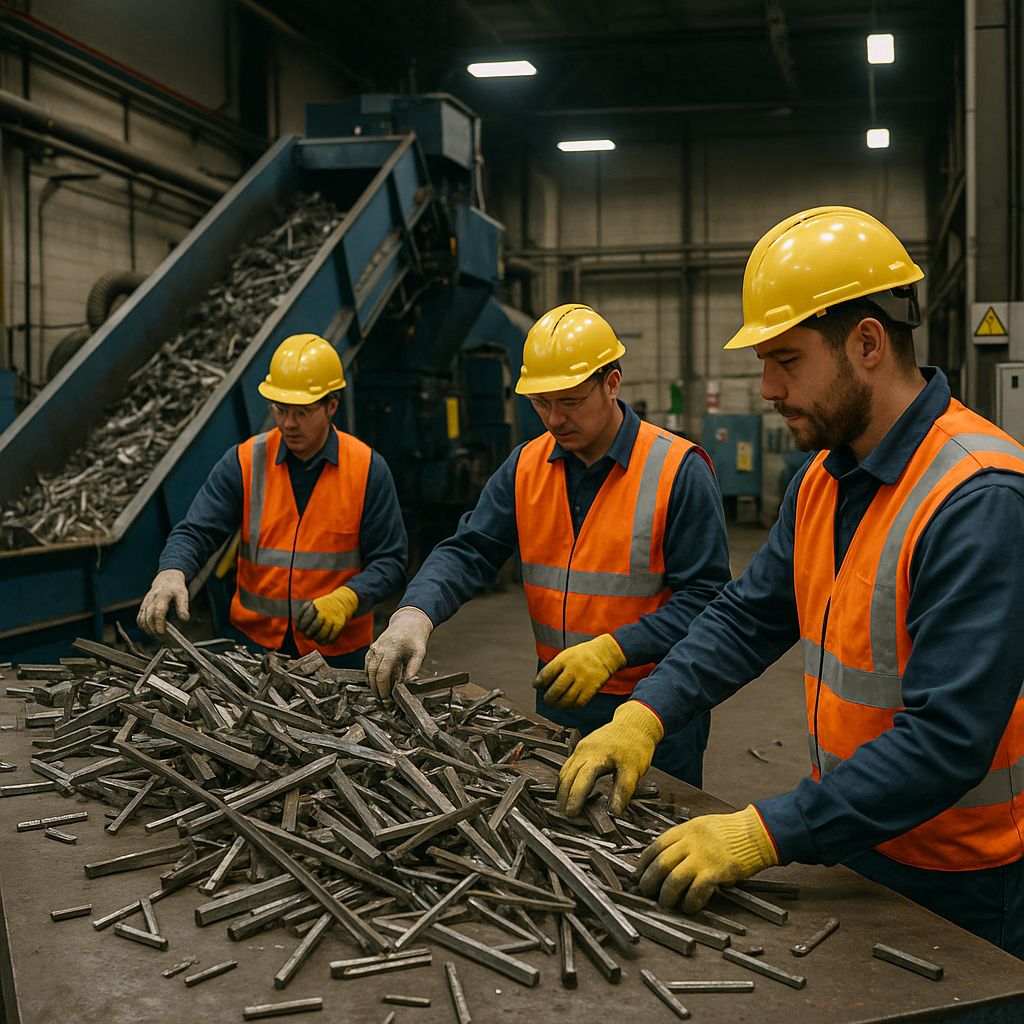 E‑waste and demolition waste are mixed at a waste recycling site in Dallas, TX
