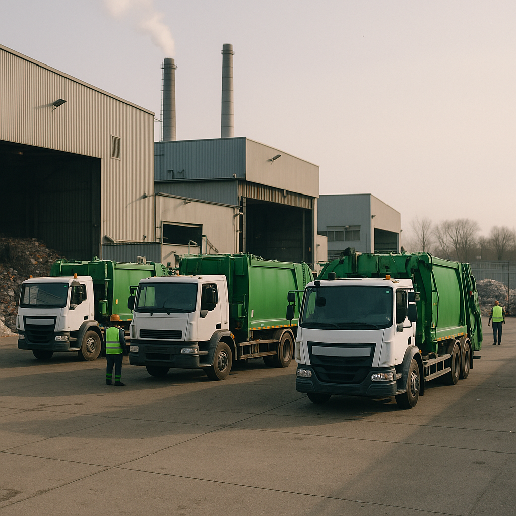 E‑waste and demolition waste are mixed at a waste recycling site in Dallas, TX