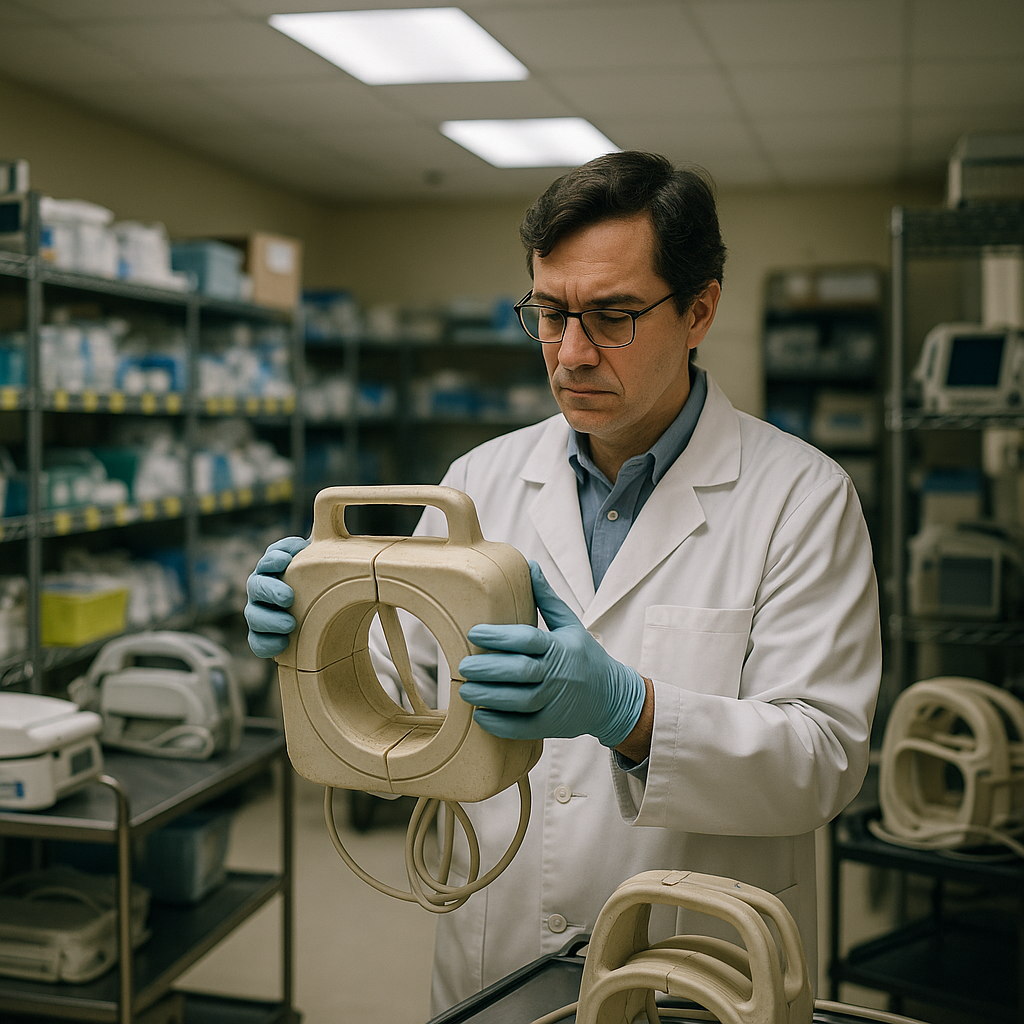 E‑waste and demolition waste are mixed at a waste recycling site in Dallas, TX