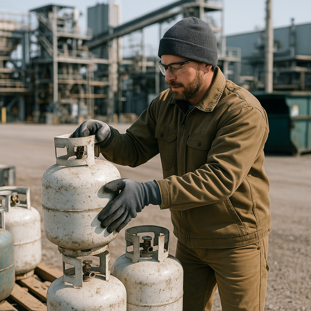 E‑waste and demolition waste are mixed at a waste recycling site in Dallas, TX