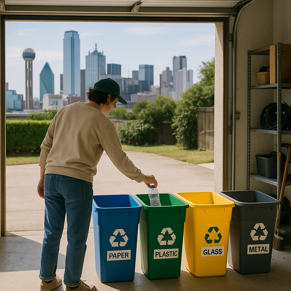 E‑waste and demolition waste are mixed at a waste recycling site in Dallas, TX