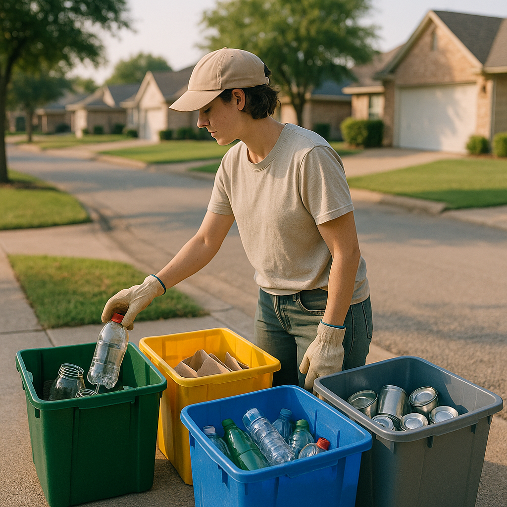 E‑waste and demolition waste are mixed at a waste recycling site in Dallas, TX