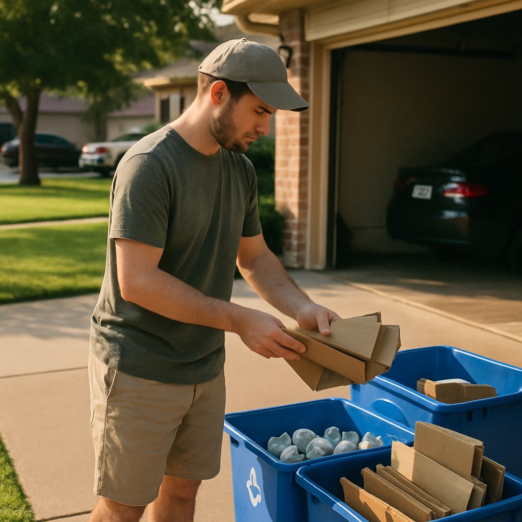 E‑waste and demolition waste are mixed at a waste recycling site in Dallas, TX
