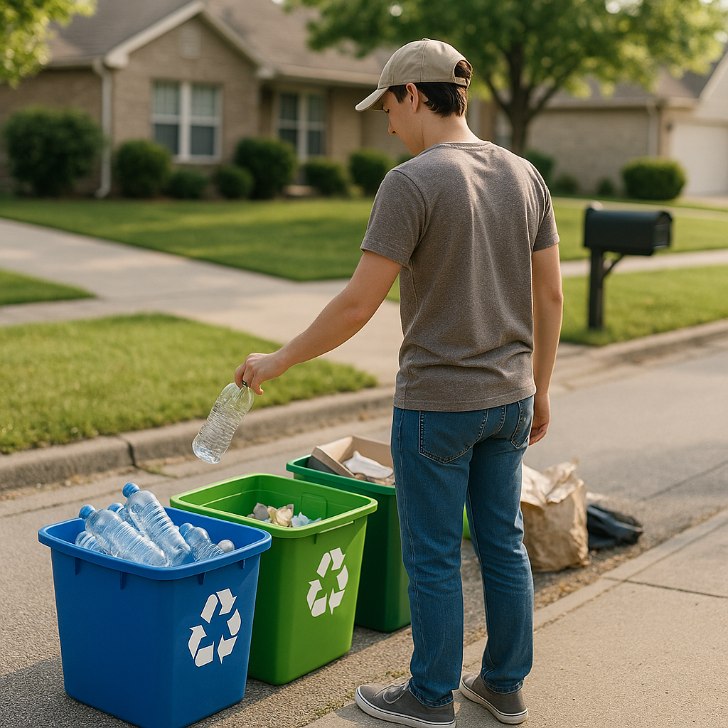 E‑waste and demolition waste are mixed at a waste recycling site in Dallas, TX