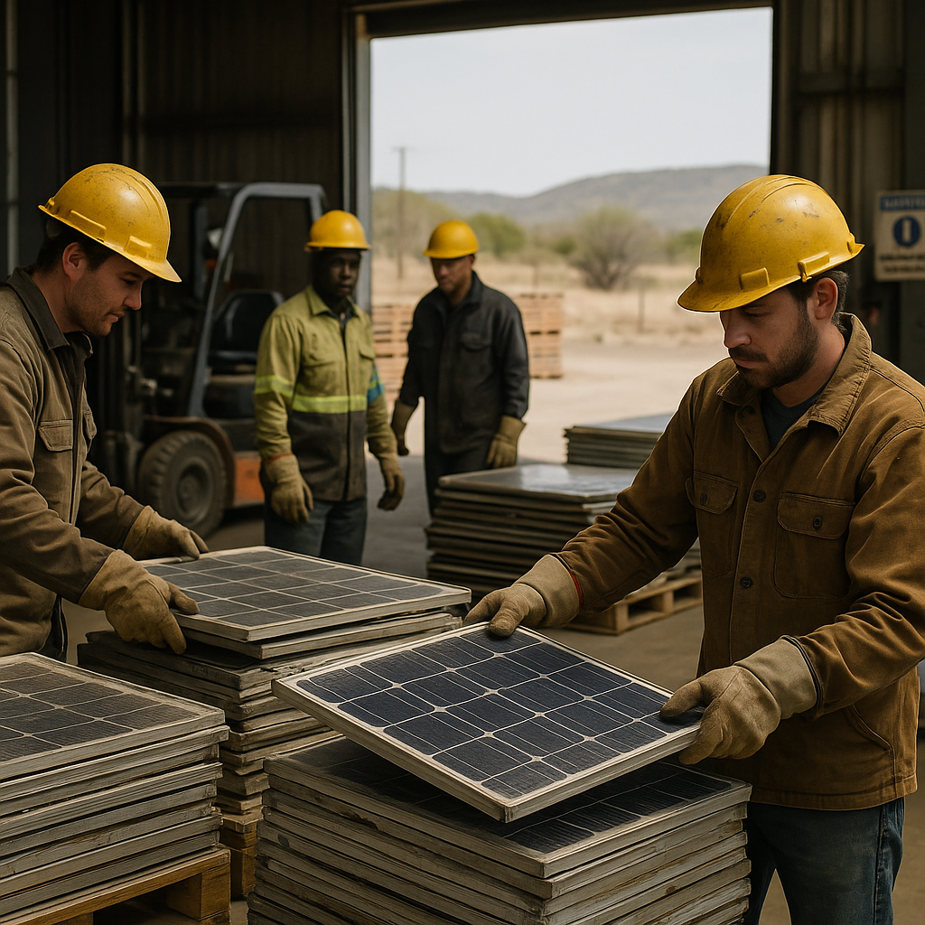 E‑waste and demolition waste are mixed at a waste recycling site in Dallas, TX