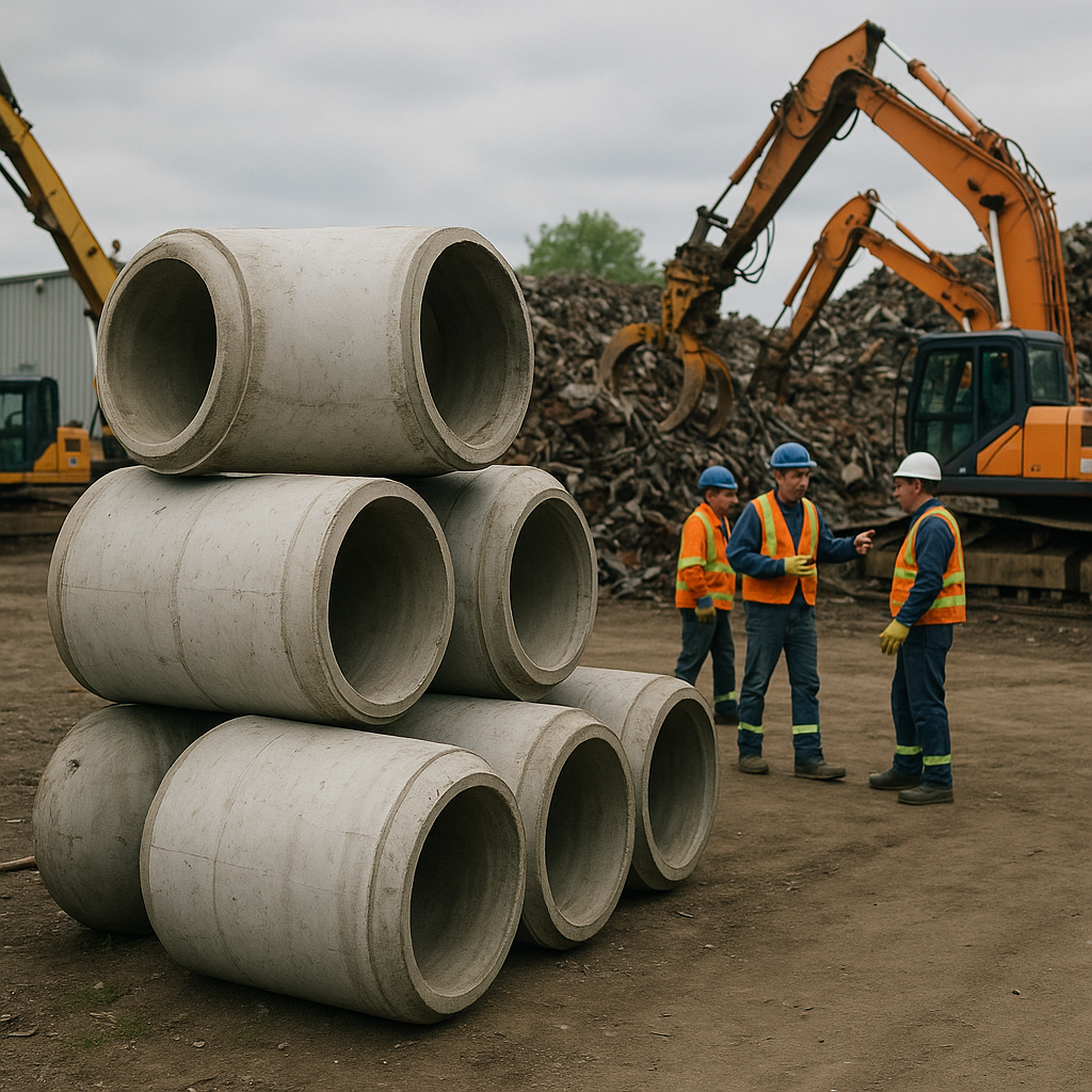 E‑waste and demolition waste are mixed at a waste recycling site in Dallas, TX