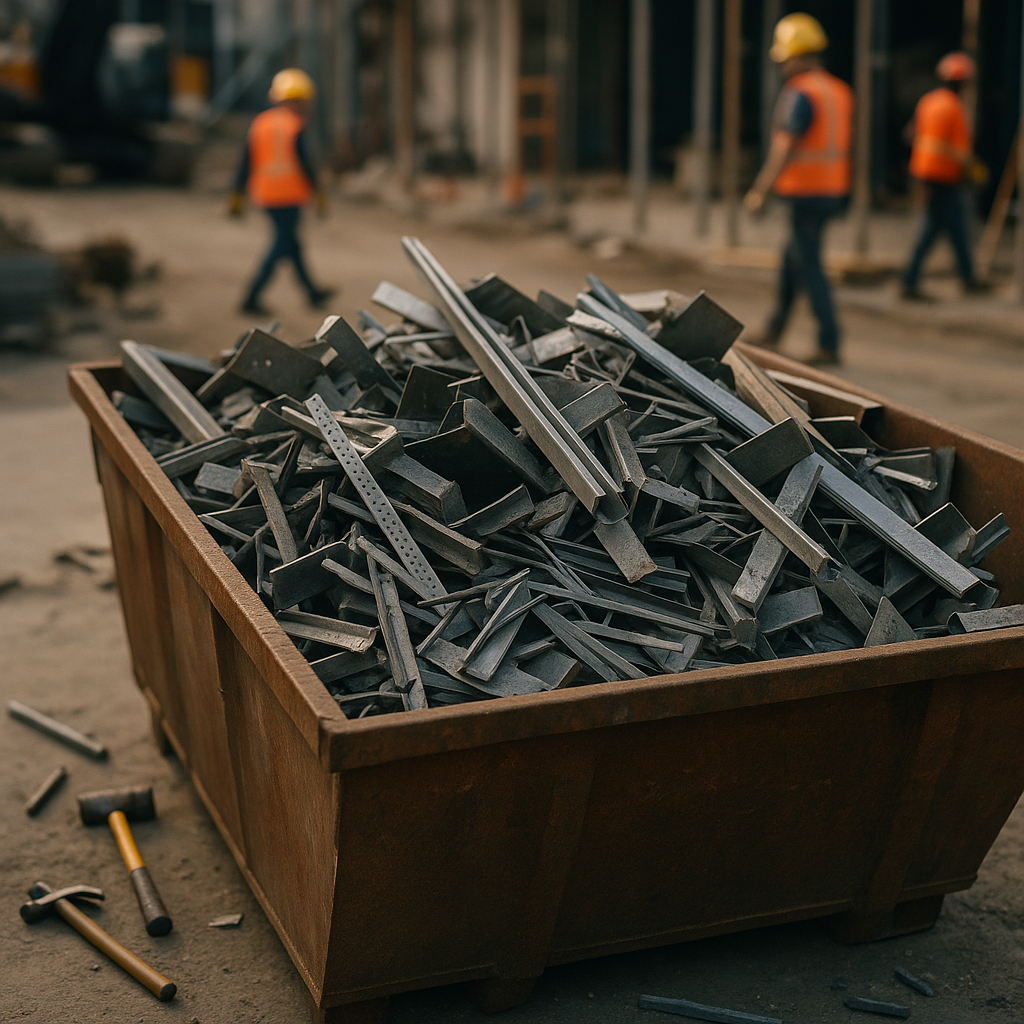 E‑waste and demolition waste are mixed at a waste recycling site in Dallas, TX