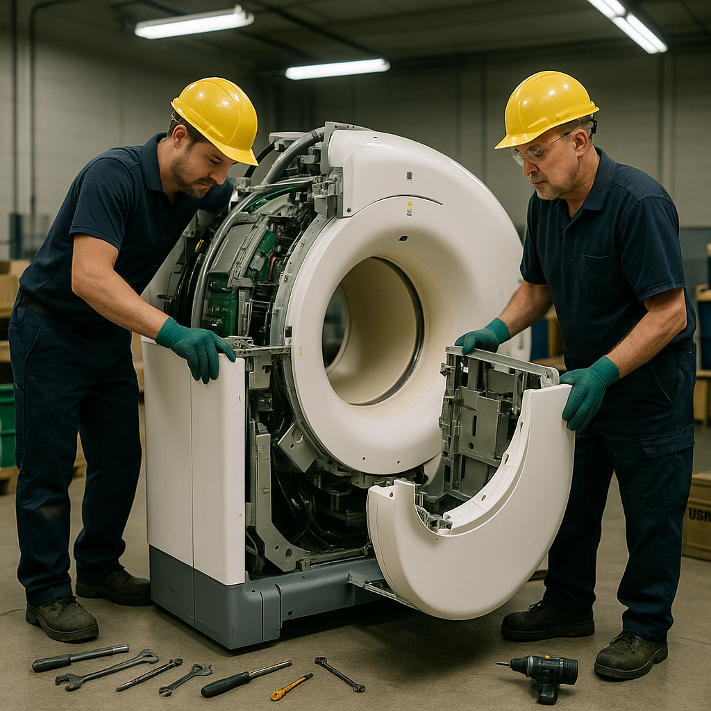 E‑waste and demolition waste are mixed at a waste recycling site in Dallas, TX