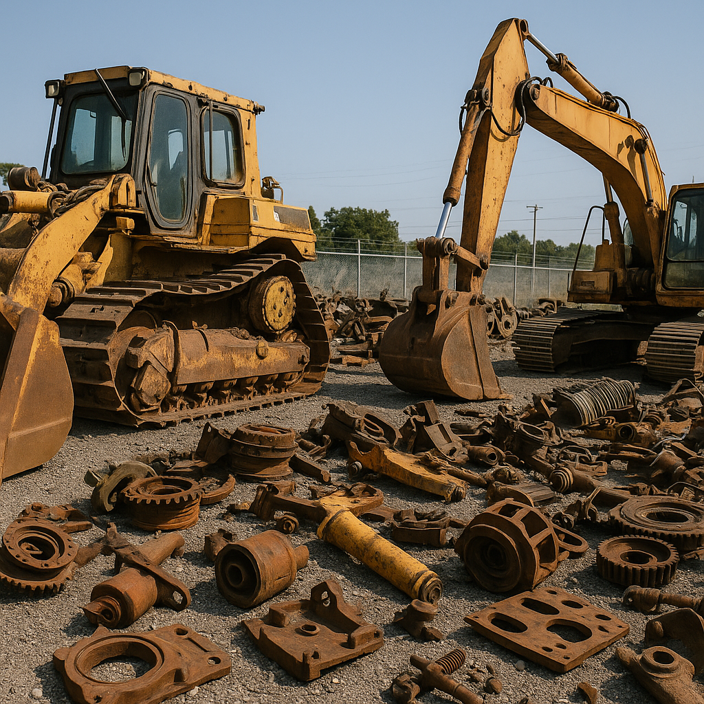 E‑waste and demolition waste are mixed at a waste recycling site in Dallas, TX