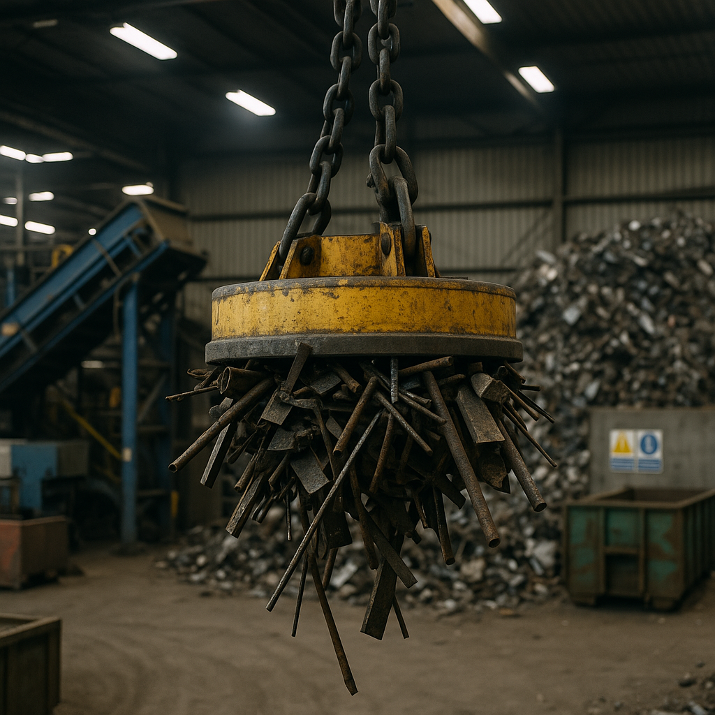 E‑waste and demolition waste are mixed at a waste recycling site in Dallas, TX