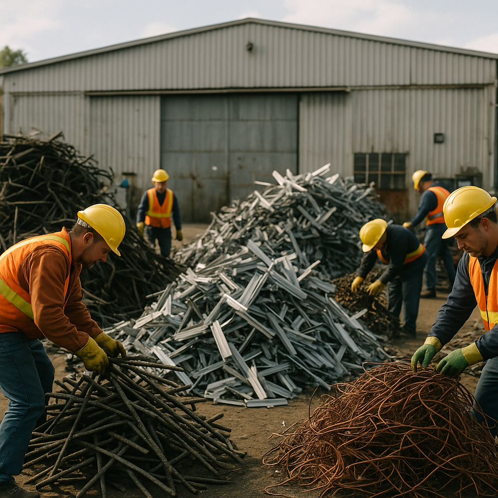 E‑waste and demolition waste are mixed at a waste recycling site in Dallas, TX
