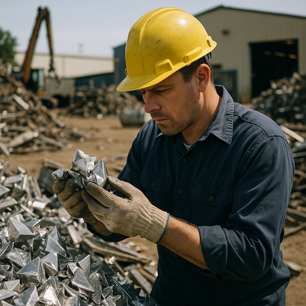 E‑waste and demolition waste are mixed at a waste recycling site in Dallas, TX