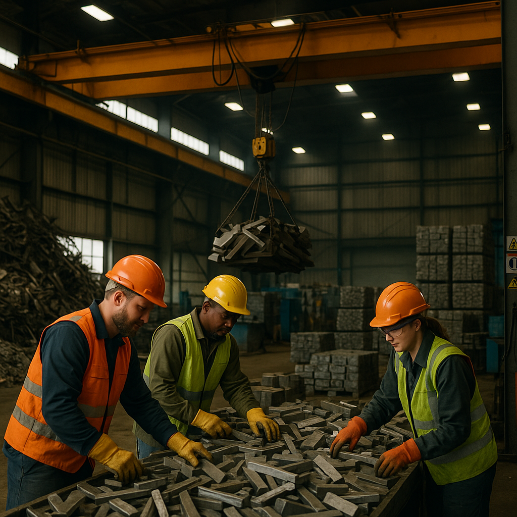 E‑waste and demolition waste are mixed at a waste recycling site in Dallas, TX