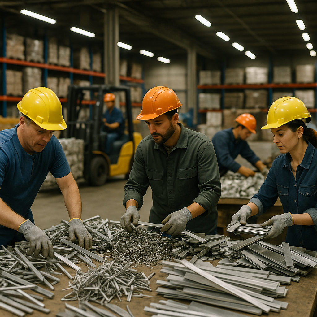 E‑waste and demolition waste are mixed at a waste recycling site in Dallas, TX
