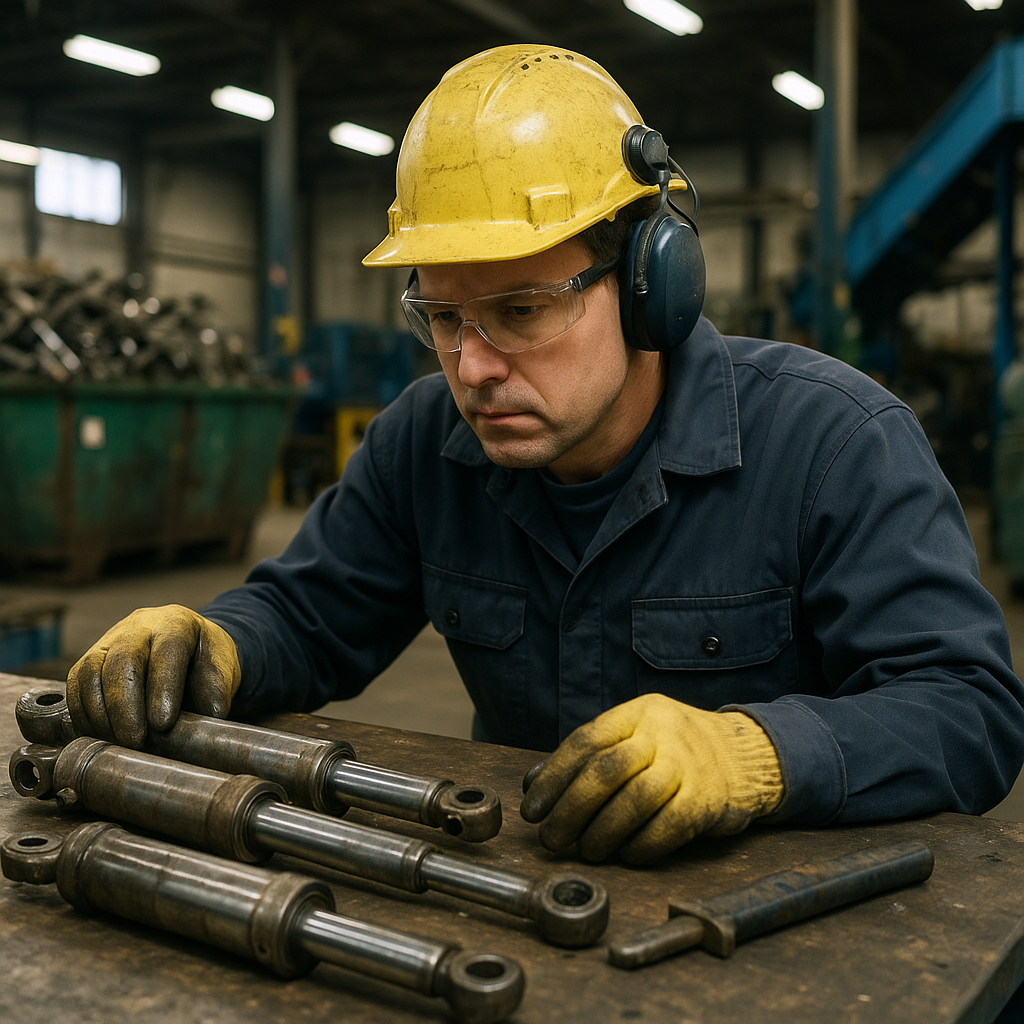 E‑waste and demolition waste are mixed at a waste recycling site in Dallas, TX